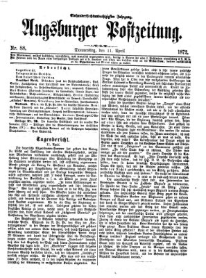 Augsburger Postzeitung Donnerstag 11. April 1872