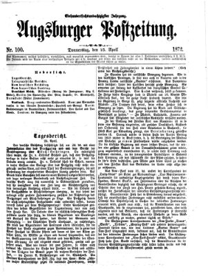 Augsburger Postzeitung Donnerstag 25. April 1872