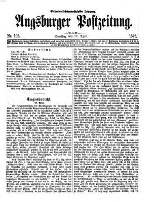 Augsburger Postzeitung Samstag 27. April 1872