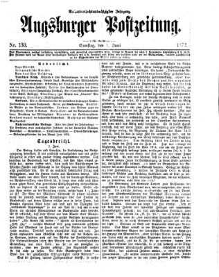 Augsburger Postzeitung Samstag 1. Juni 1872