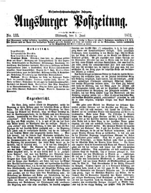 Augsburger Postzeitung Mittwoch 5. Juni 1872