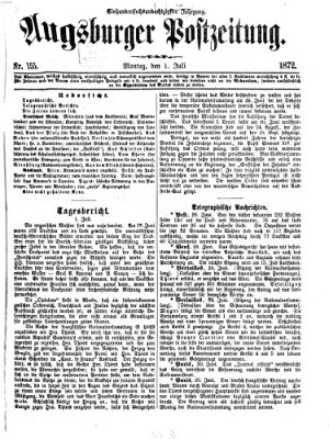 Augsburger Postzeitung Montag 1. Juli 1872