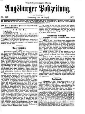 Augsburger Postzeitung Donnerstag 15. August 1872