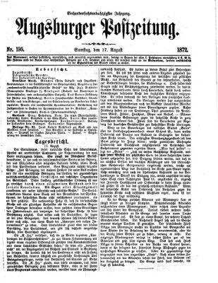 Augsburger Postzeitung Samstag 17. August 1872