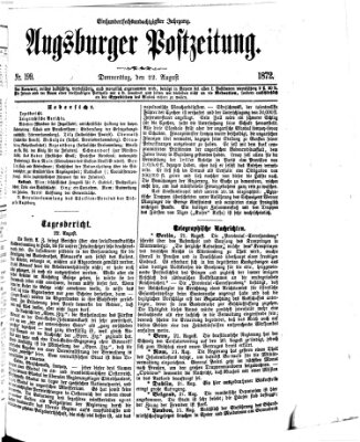 Augsburger Postzeitung Donnerstag 22. August 1872