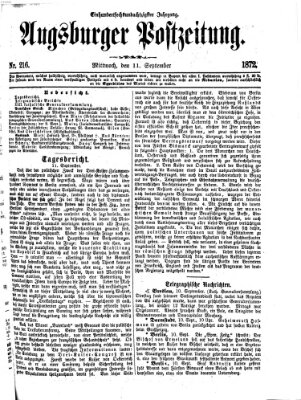 Augsburger Postzeitung Mittwoch 11. September 1872