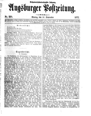 Augsburger Postzeitung Montag 16. September 1872