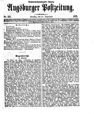 Augsburger Postzeitung Samstag 21. September 1872