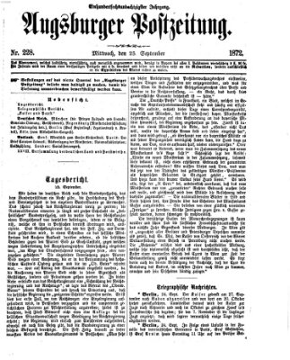 Augsburger Postzeitung Mittwoch 25. September 1872