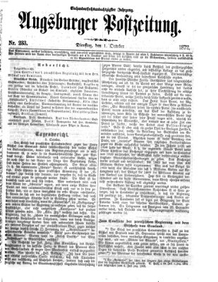 Augsburger Postzeitung Mittwoch 1. Oktober 1873