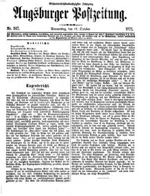 Augsburger Postzeitung Donnerstag 17. Oktober 1872