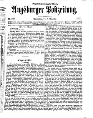 Augsburger Postzeitung Donnerstag 7. November 1872