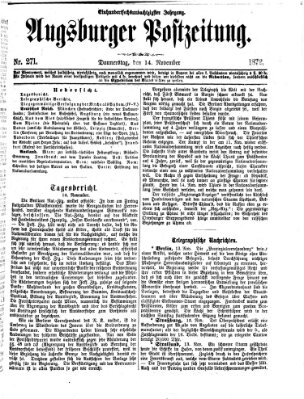 Augsburger Postzeitung Donnerstag 14. November 1872