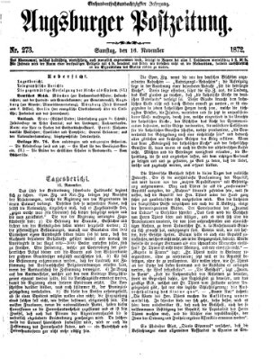 Augsburger Postzeitung Samstag 16. November 1872