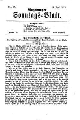 Augsburger Sonntagsblatt (Augsburger Postzeitung) Sonntag 14. April 1872