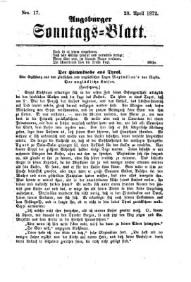 Augsburger Sonntagsblatt (Augsburger Postzeitung) Sonntag 28. April 1872