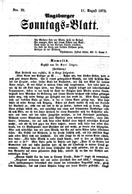 Augsburger Sonntagsblatt (Augsburger Postzeitung) Sonntag 11. August 1872