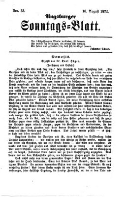 Augsburger Sonntagsblatt (Augsburger Postzeitung) Sonntag 18. August 1872