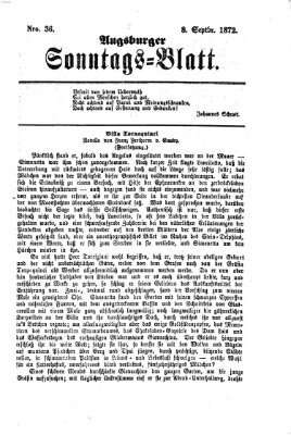 Augsburger Sonntagsblatt (Augsburger Postzeitung) Sonntag 8. September 1872