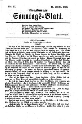 Augsburger Sonntagsblatt (Augsburger Postzeitung) Sonntag 15. September 1872