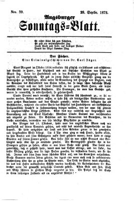 Augsburger Sonntagsblatt (Augsburger Postzeitung) Sonntag 29. September 1872