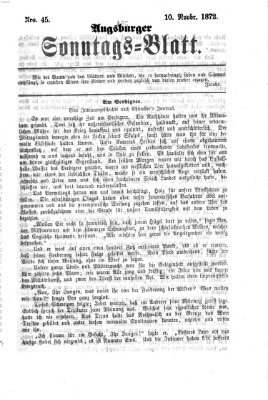 Augsburger Sonntagsblatt (Augsburger Postzeitung) Sonntag 10. November 1872