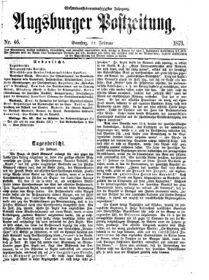 Augsburger Postzeitung Samstag 22. Februar 1873