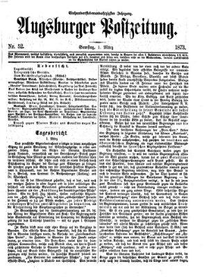 Augsburger Postzeitung Samstag 1. März 1873