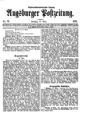 Augsburger Postzeitung Samstag 29. März 1873