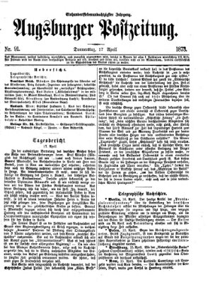 Augsburger Postzeitung Donnerstag 17. April 1873