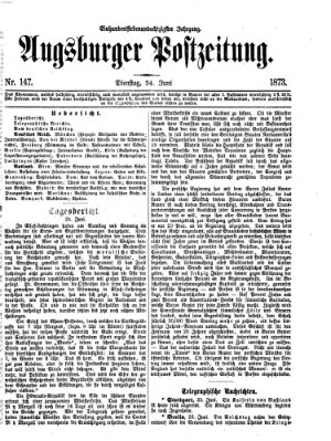 Augsburger Postzeitung Dienstag 24. Juni 1873