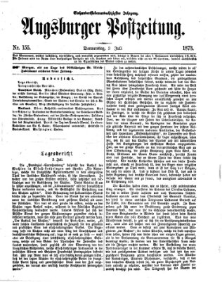 Augsburger Postzeitung Donnerstag 3. Juli 1873