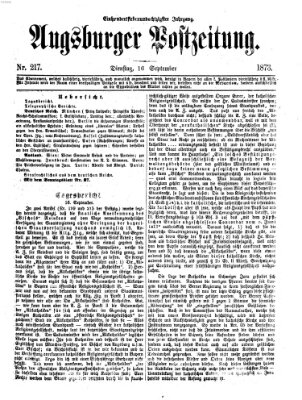 Augsburger Postzeitung Dienstag 16. September 1873