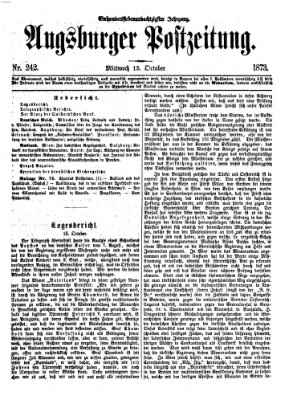 Augsburger Postzeitung Mittwoch 15. Oktober 1873