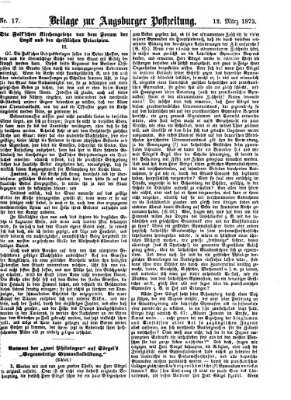 Augsburger Postzeitung. Beilage zur Augsburger Postzeitung (Augsburger Postzeitung) Mittwoch 12. März 1873