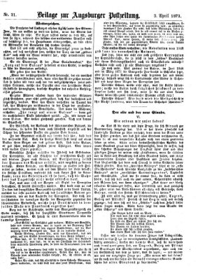 Augsburger Postzeitung. Beilage zur Augsburger Postzeitung (Augsburger Postzeitung) Donnerstag 3. April 1873