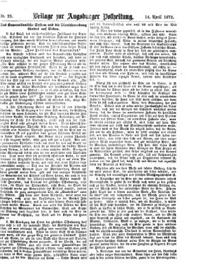 Augsburger Postzeitung. Beilage zur Augsburger Postzeitung (Augsburger Postzeitung) Montag 14. April 1873