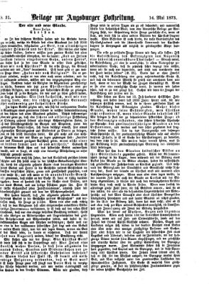 Augsburger Postzeitung. Beilage zur Augsburger Postzeitung (Augsburger Postzeitung) Mittwoch 14. Mai 1873