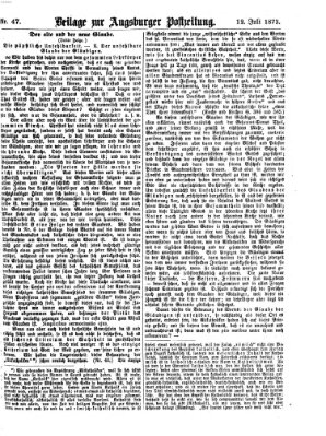 Augsburger Postzeitung. Beilage zur Augsburger Postzeitung (Augsburger Postzeitung) Samstag 12. Juli 1873