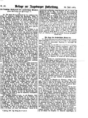 Augsburger Postzeitung. Beilage zur Augsburger Postzeitung (Augsburger Postzeitung) Dienstag 22. Juli 1873