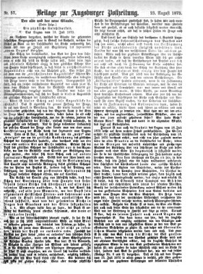 Augsburger Postzeitung. Beilage zur Augsburger Postzeitung (Augsburger Postzeitung) Samstag 23. August 1873