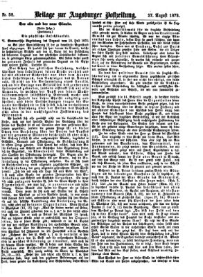 Augsburger Postzeitung. Beilage zur Augsburger Postzeitung (Augsburger Postzeitung) Mittwoch 27. August 1873