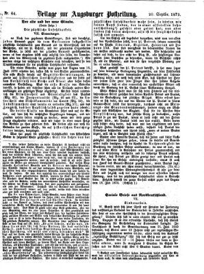 Augsburger Postzeitung. Beilage zur Augsburger Postzeitung (Augsburger Postzeitung) Samstag 20. September 1873