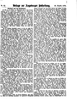 Augsburger Postzeitung. Beilage zur Augsburger Postzeitung (Augsburger Postzeitung) Donnerstag 25. September 1873