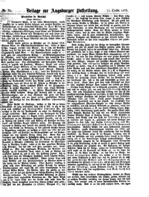 Augsburger Postzeitung. Beilage zur Augsburger Postzeitung (Augsburger Postzeitung) Samstag 11. Oktober 1873