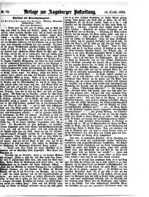Augsburger Postzeitung. Beilage zur Augsburger Postzeitung (Augsburger Postzeitung) Samstag 18. Oktober 1873