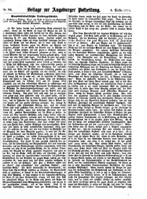 Augsburger Postzeitung. Beilage zur Augsburger Postzeitung (Augsburger Postzeitung) Samstag 6. Dezember 1873