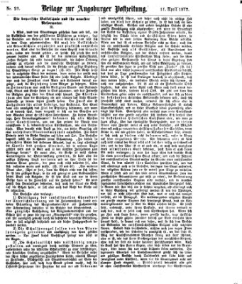 Augsburger Postzeitung. Beilage zur Augsburger Postzeitung (Augsburger Postzeitung) Donnerstag 11. April 1872