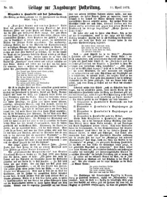 Augsburger Postzeitung. Beilage zur Augsburger Postzeitung (Augsburger Postzeitung) Montag 22. April 1872