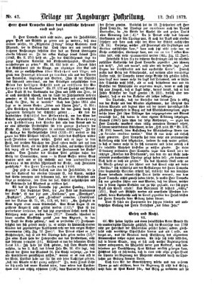 Augsburger Postzeitung. Beilage zur Augsburger Postzeitung (Augsburger Postzeitung) Freitag 12. Juli 1872